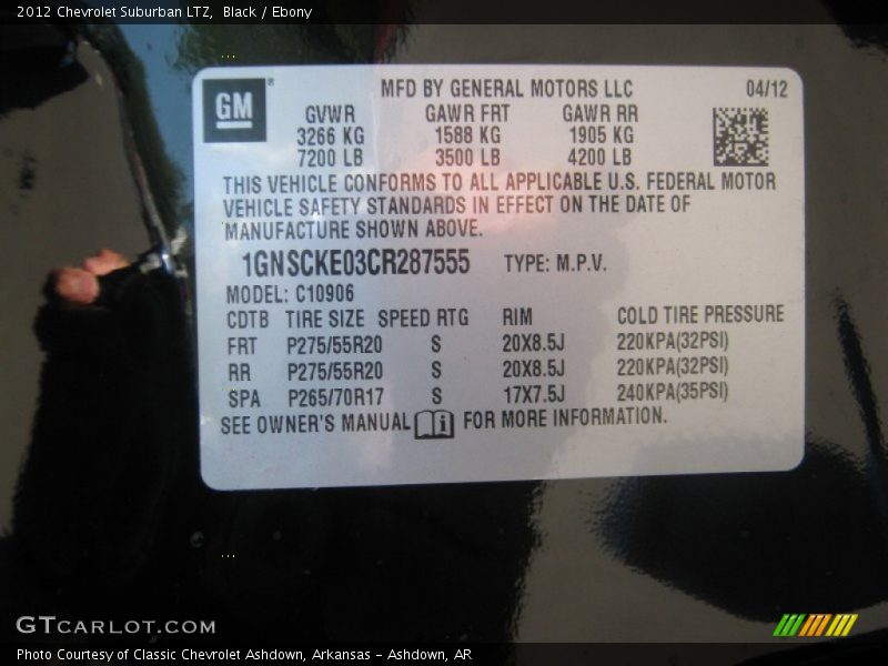Black / Ebony 2012 Chevrolet Suburban LTZ