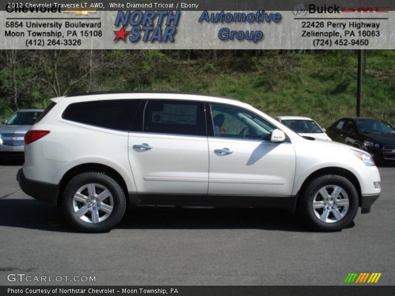 White Diamond Tricoat / Ebony 2012 Chevrolet Traverse LT AWD