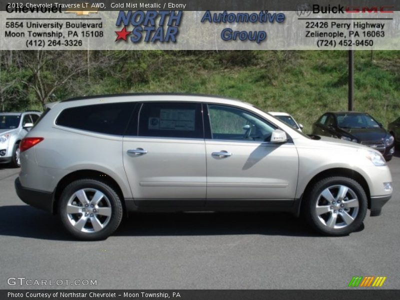 Gold Mist Metallic / Ebony 2012 Chevrolet Traverse LT AWD