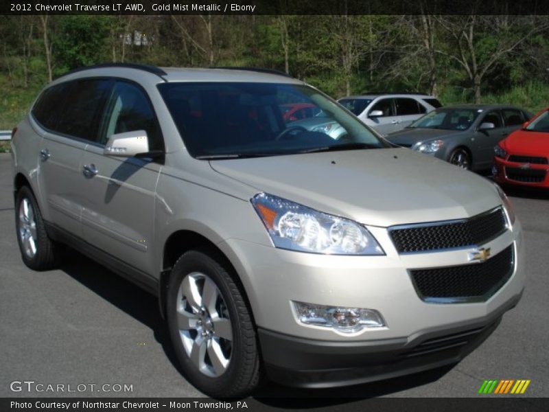 Gold Mist Metallic / Ebony 2012 Chevrolet Traverse LT AWD
