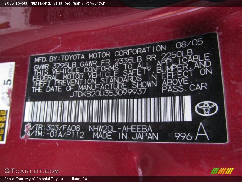 Salsa Red Pearl / Ivory/Brown 2005 Toyota Prius Hybrid