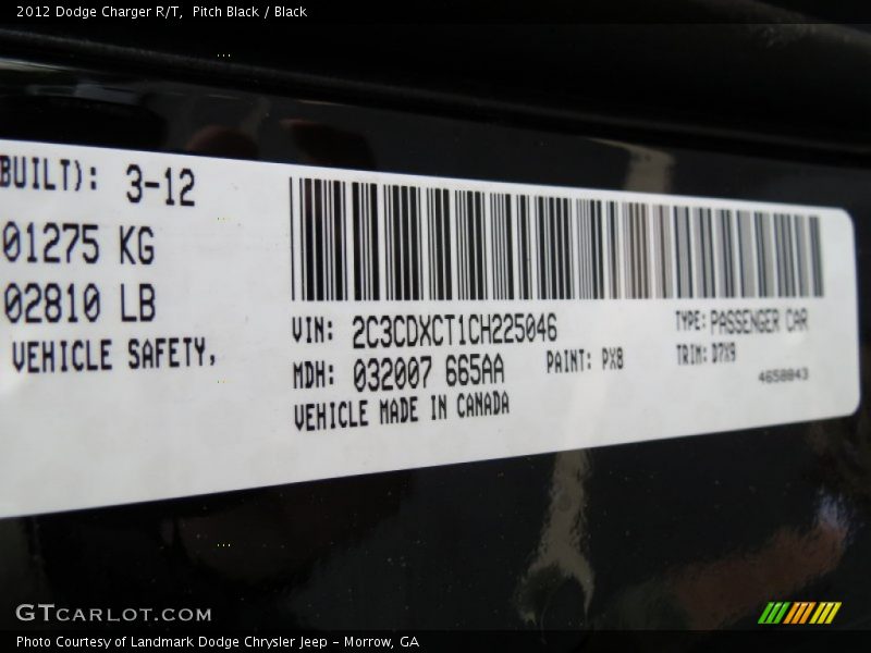Pitch Black / Black 2012 Dodge Charger R/T