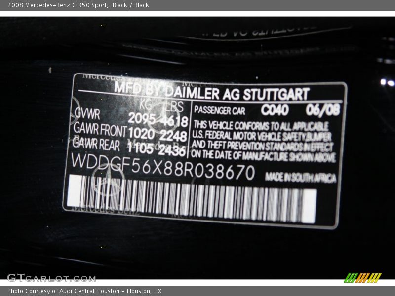 Black / Black 2008 Mercedes-Benz C 350 Sport