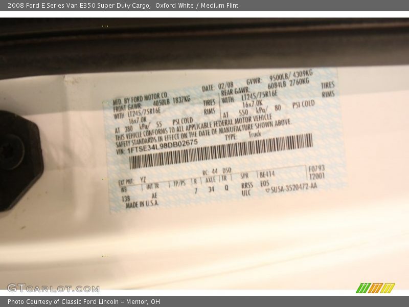 Oxford White / Medium Flint 2008 Ford E Series Van E350 Super Duty Cargo