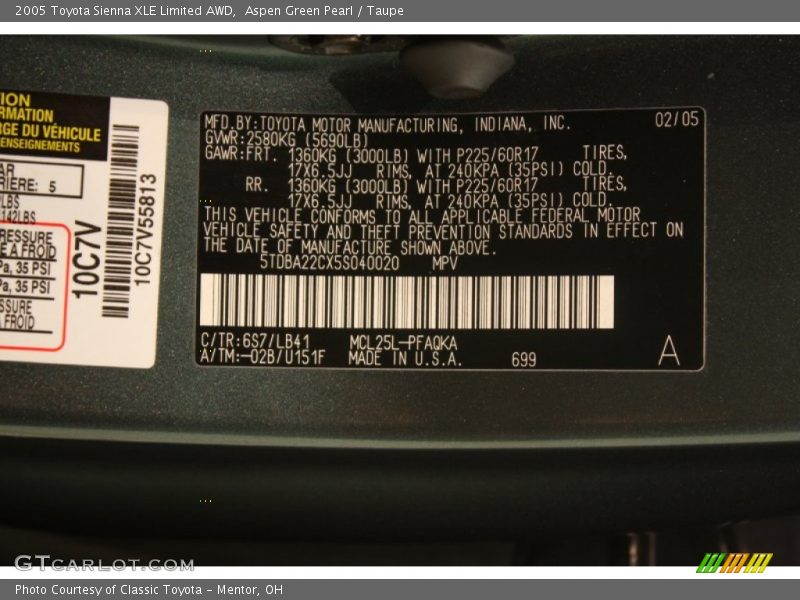 Aspen Green Pearl / Taupe 2005 Toyota Sienna XLE Limited AWD