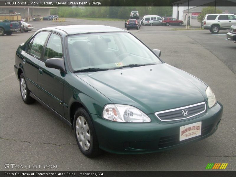 Clover Green Pearl / Beige 2000 Honda Civic VP Sedan