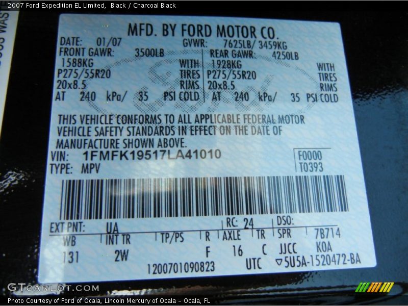 Black / Charcoal Black 2007 Ford Expedition EL Limited