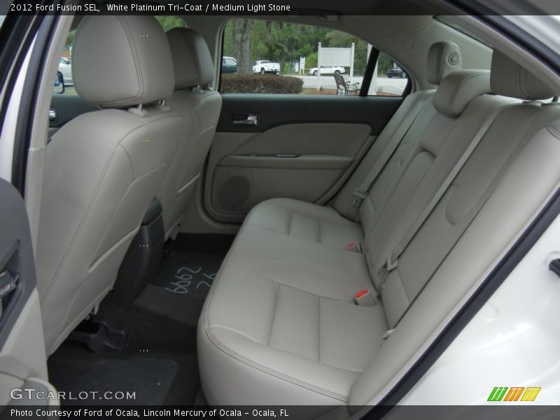 White Platinum Tri-Coat / Medium Light Stone 2012 Ford Fusion SEL