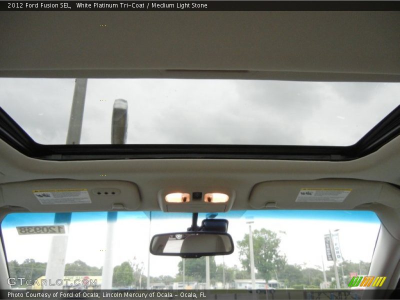White Platinum Tri-Coat / Medium Light Stone 2012 Ford Fusion SEL