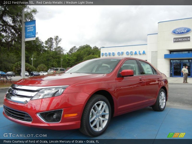Red Candy Metallic / Medium Light Stone 2012 Ford Fusion SEL