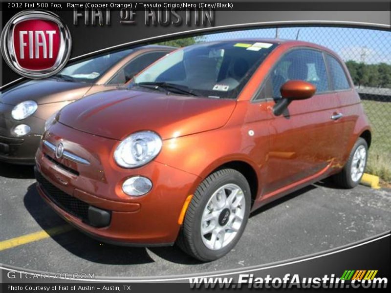 Rame (Copper Orange) / Tessuto Grigio/Nero (Grey/Black) 2012 Fiat 500 Pop