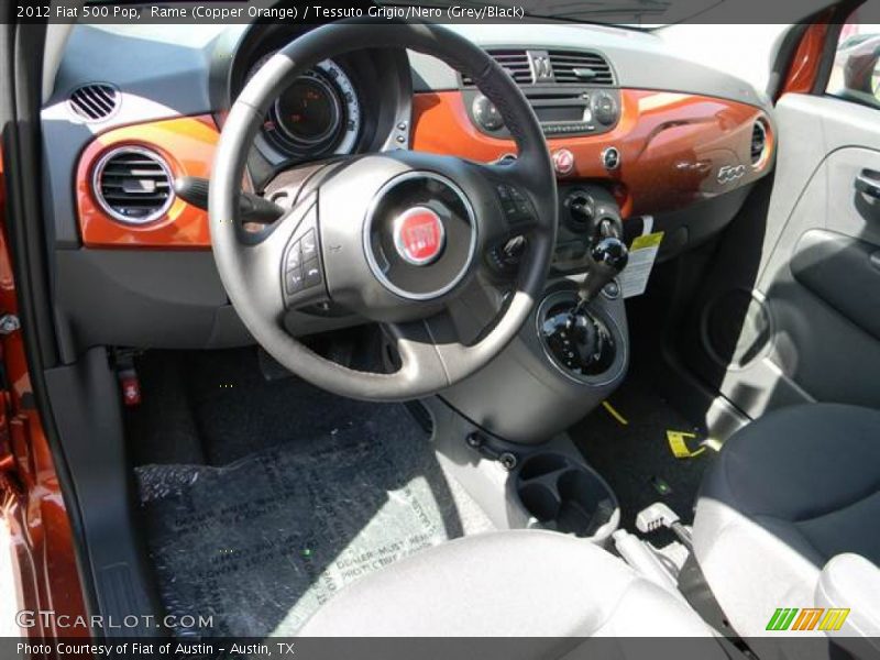 Rame (Copper Orange) / Tessuto Grigio/Nero (Grey/Black) 2012 Fiat 500 Pop