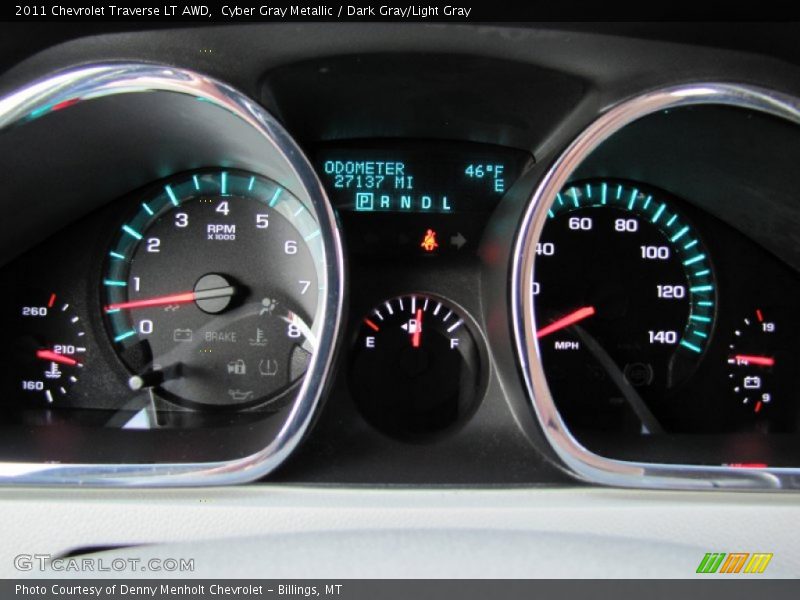 Cyber Gray Metallic / Dark Gray/Light Gray 2011 Chevrolet Traverse LT AWD