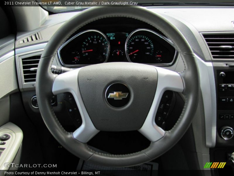 Cyber Gray Metallic / Dark Gray/Light Gray 2011 Chevrolet Traverse LT AWD