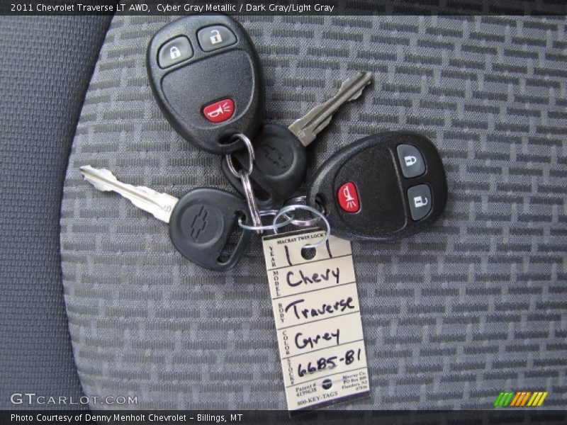 Cyber Gray Metallic / Dark Gray/Light Gray 2011 Chevrolet Traverse LT AWD