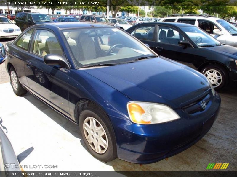 Eternal Blue Pearl / Ivory 2003 Honda Civic LX Coupe