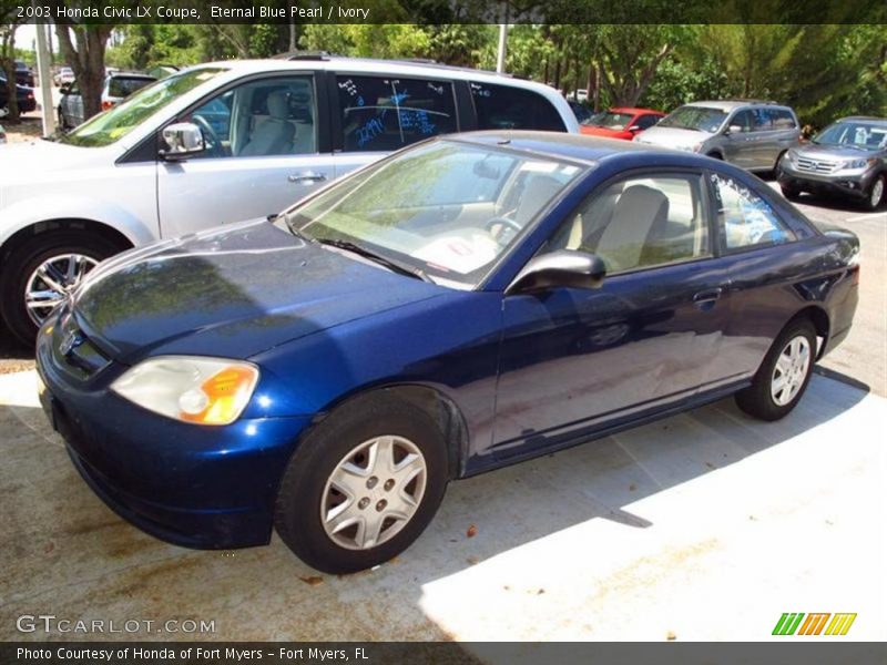 Eternal Blue Pearl / Ivory 2003 Honda Civic LX Coupe