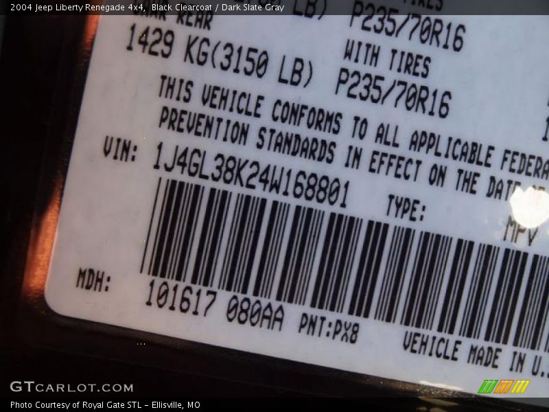 Black Clearcoat / Dark Slate Gray 2004 Jeep Liberty Renegade 4x4