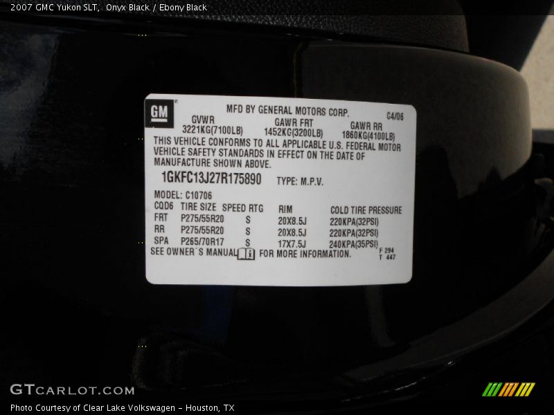 Onyx Black / Ebony Black 2007 GMC Yukon SLT
