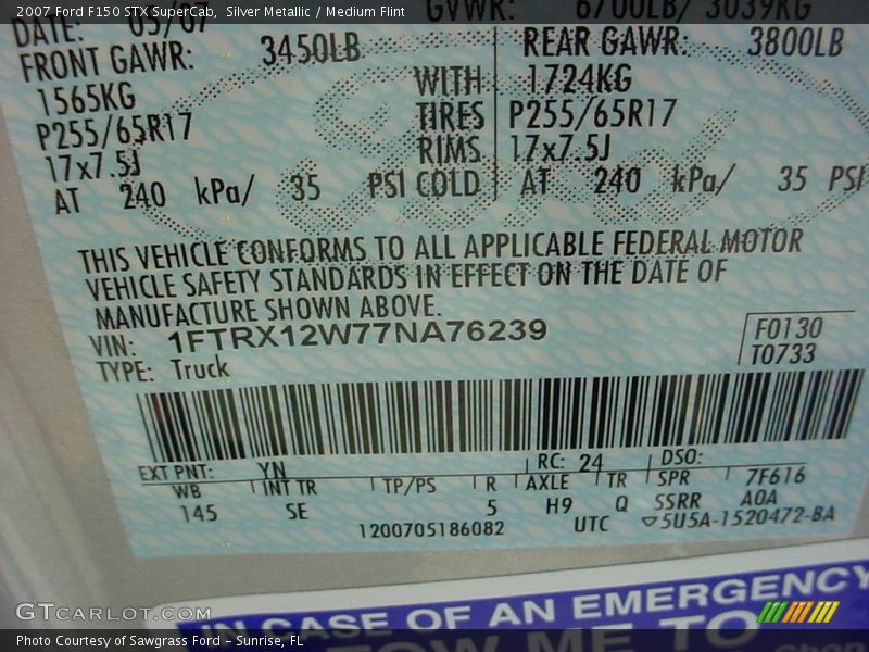 Silver Metallic / Medium Flint 2007 Ford F150 STX SuperCab