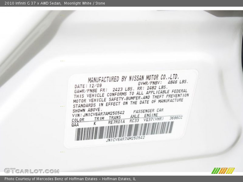 Moonlight White / Stone 2010 Infiniti G 37 x AWD Sedan