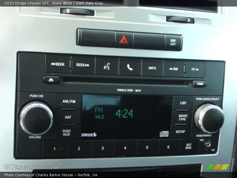 Stone White / Dark Slate Gray 2010 Dodge Charger SXT
