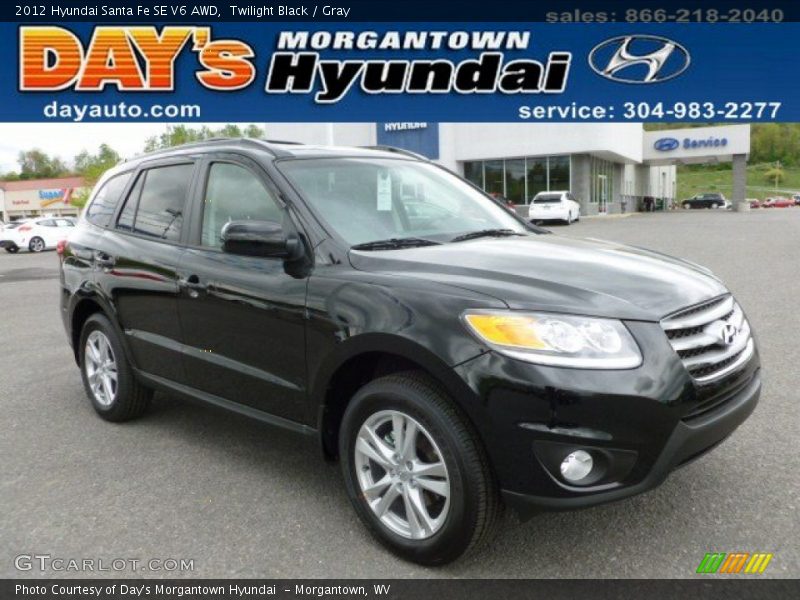 Twilight Black / Gray 2012 Hyundai Santa Fe SE V6 AWD