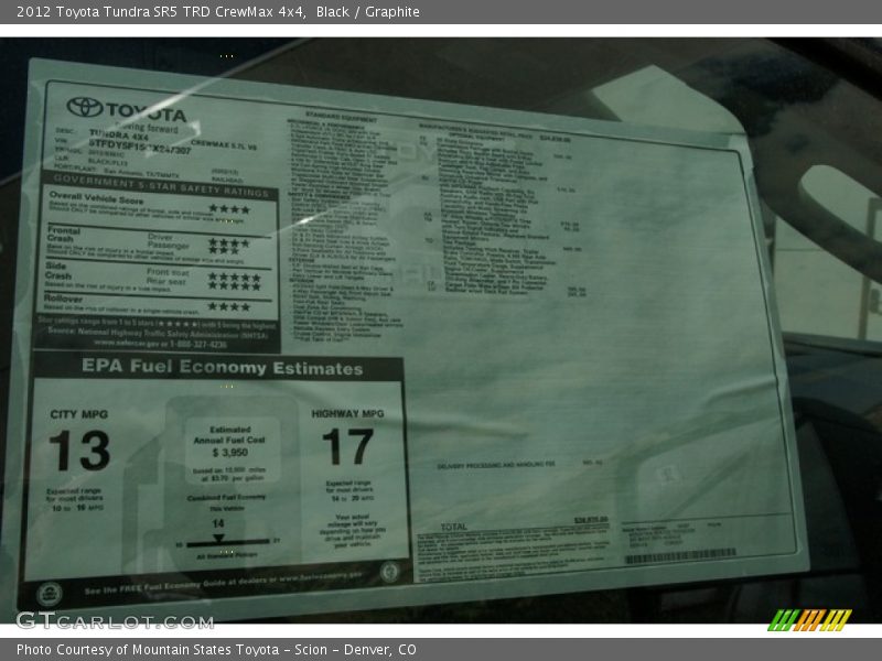 Black / Graphite 2012 Toyota Tundra SR5 TRD CrewMax 4x4