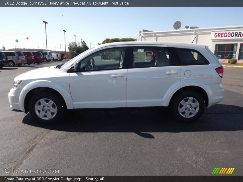 Ivory White Tri-Coat / Black/Light Frost Beige 2012 Dodge Journey SE