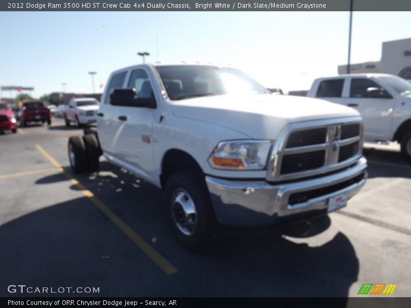 Bright White / Dark Slate/Medium Graystone 2012 Dodge Ram 3500 HD ST Crew Cab 4x4 Dually Chassis