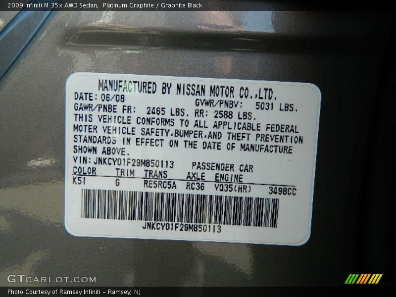 Platinum Graphite / Graphite Black 2009 Infiniti M 35x AWD Sedan
