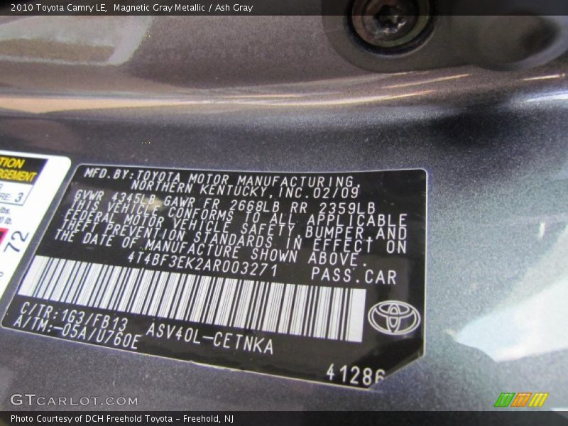 Magnetic Gray Metallic / Ash Gray 2010 Toyota Camry LE