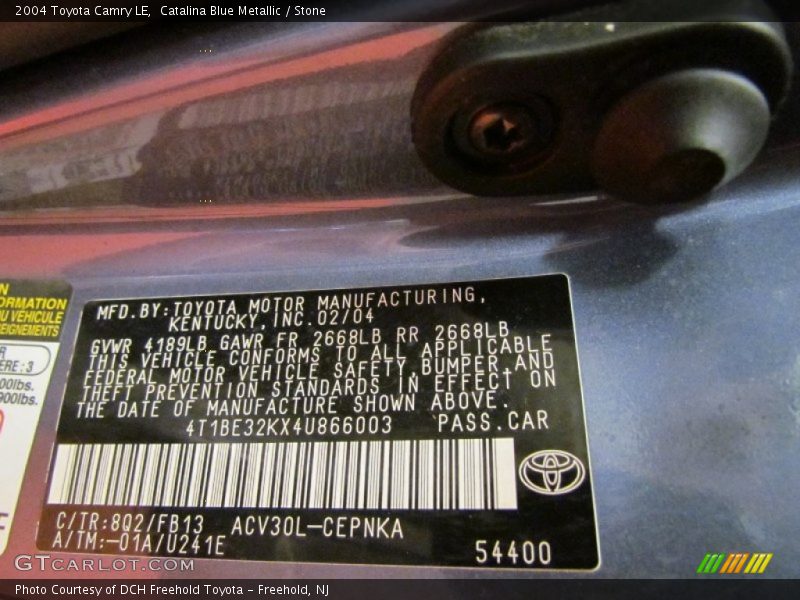 Catalina Blue Metallic / Stone 2004 Toyota Camry LE