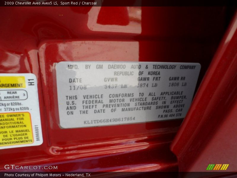 Sport Red / Charcoal 2009 Chevrolet Aveo Aveo5 LS
