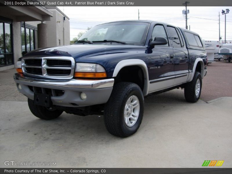 Patriot Blue Pearl / Dark Slate Gray 2001 Dodge Dakota SLT Quad Cab 4x4