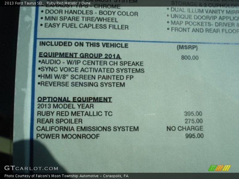 Ruby Red Metallic / Dune 2013 Ford Taurus SEL