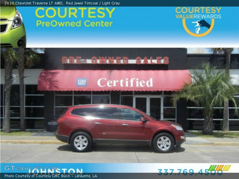 Red Jewel Tintcoat / Light Gray 2010 Chevrolet Traverse LT AWD
