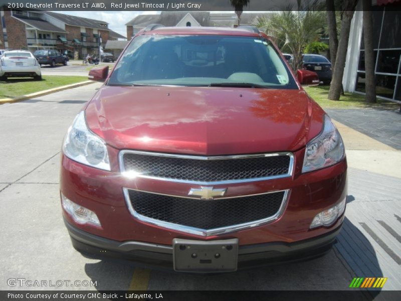 Red Jewel Tintcoat / Light Gray 2010 Chevrolet Traverse LT AWD