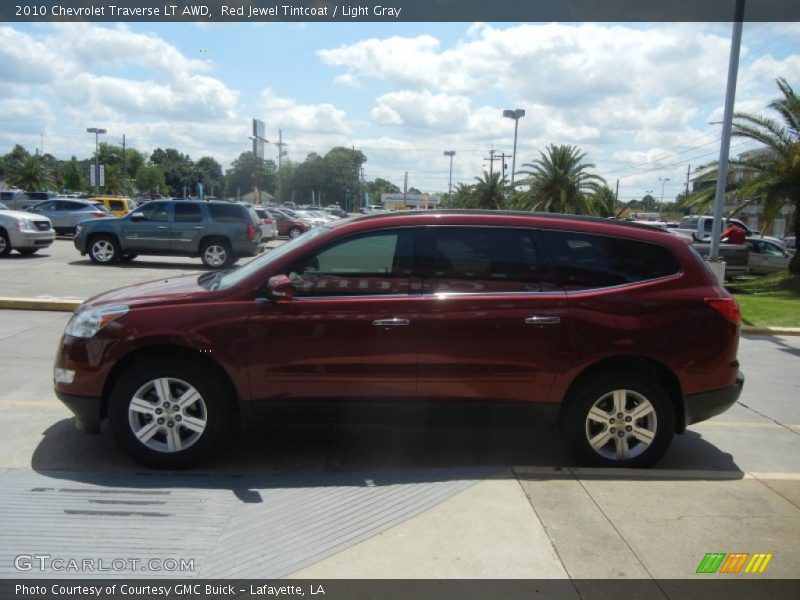Red Jewel Tintcoat / Light Gray 2010 Chevrolet Traverse LT AWD