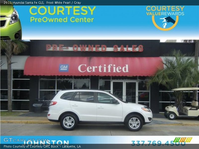 Frost White Pearl / Gray 2011 Hyundai Santa Fe GLS