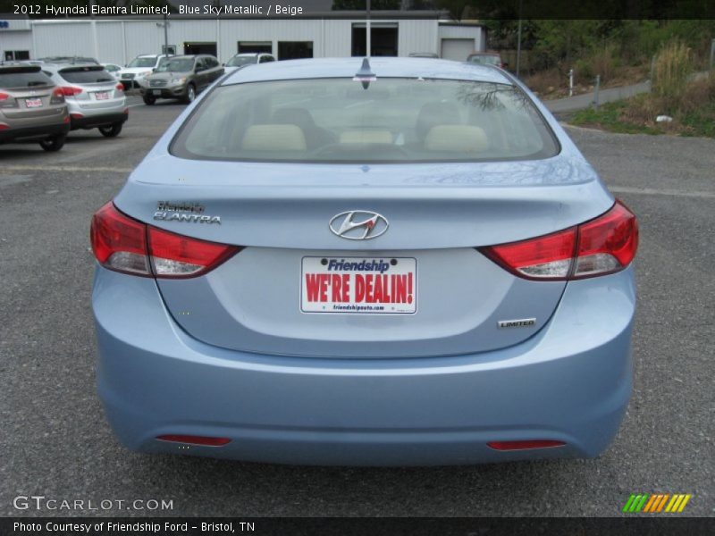 Blue Sky Metallic / Beige 2012 Hyundai Elantra Limited