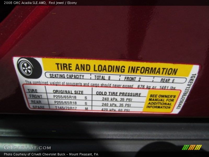 Red Jewel / Ebony 2008 GMC Acadia SLE AWD