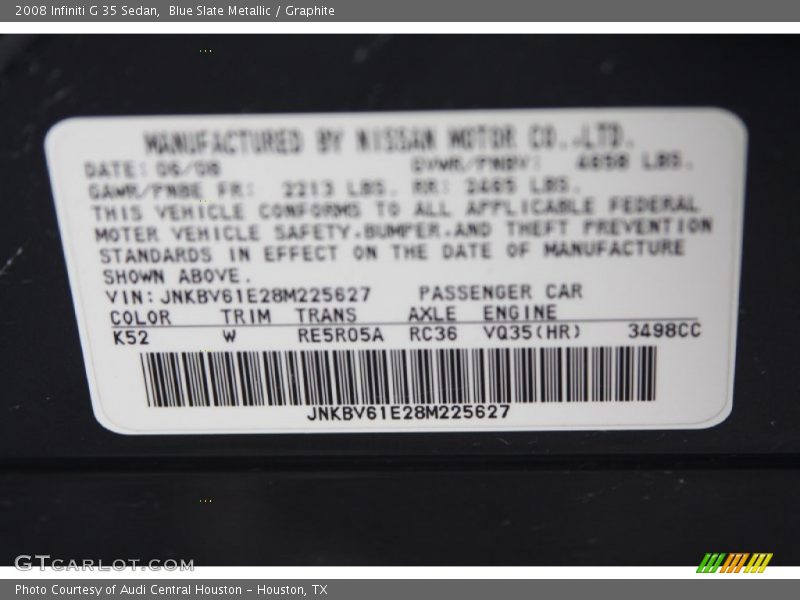 Blue Slate Metallic / Graphite 2008 Infiniti G 35 Sedan