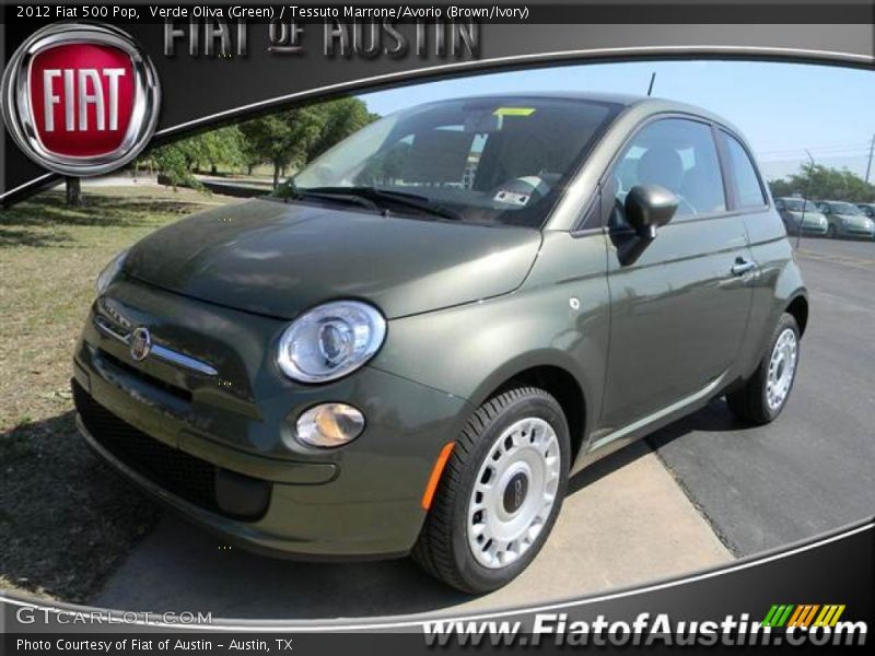 Verde Oliva (Green) / Tessuto Marrone/Avorio (Brown/Ivory) 2012 Fiat 500 Pop