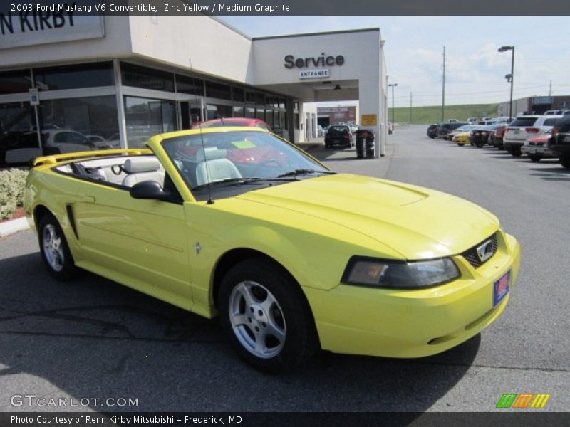 Zinc Yellow / Medium Graphite 2003 Ford Mustang V6 Convertible
