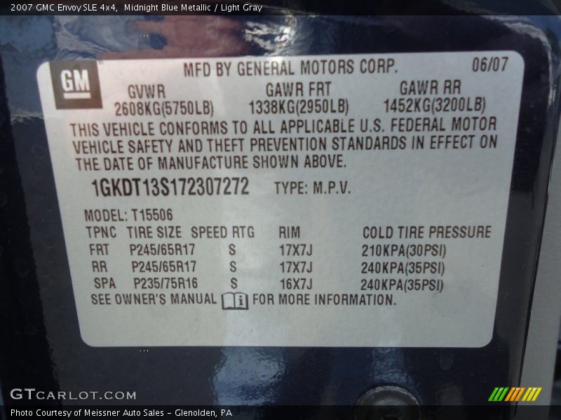 Midnight Blue Metallic / Light Gray 2007 GMC Envoy SLE 4x4