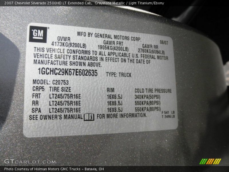 Graystone Metallic / Light Titanium/Ebony 2007 Chevrolet Silverado 2500HD LT Extended Cab
