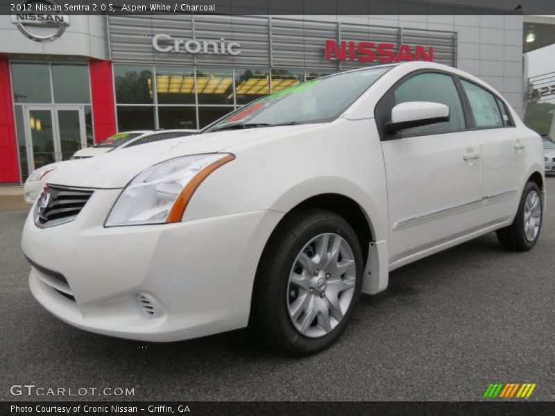 Aspen White / Charcoal 2012 Nissan Sentra 2.0 S