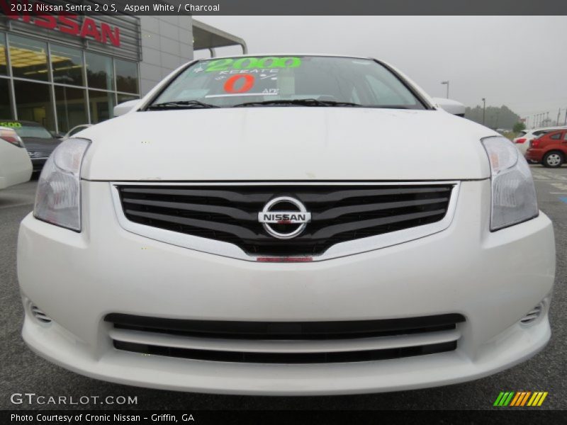 Aspen White / Charcoal 2012 Nissan Sentra 2.0 S