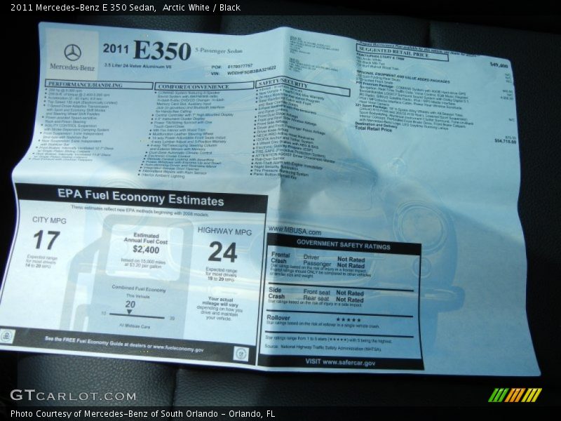 Arctic White / Black 2011 Mercedes-Benz E 350 Sedan